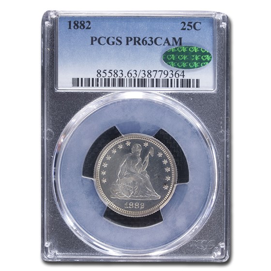 1882 Liberty Seated Quarter PR-63 Cameo PCGS CAC 1882 Liberty Seated Quarter PR-63 Cameo PCGS CAC